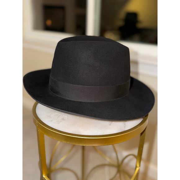 Optimo Chicago Premium Beaver Felt Fedora – Size 7½ (60 cm) – Black – Wide Brim - Picture 10 of 11